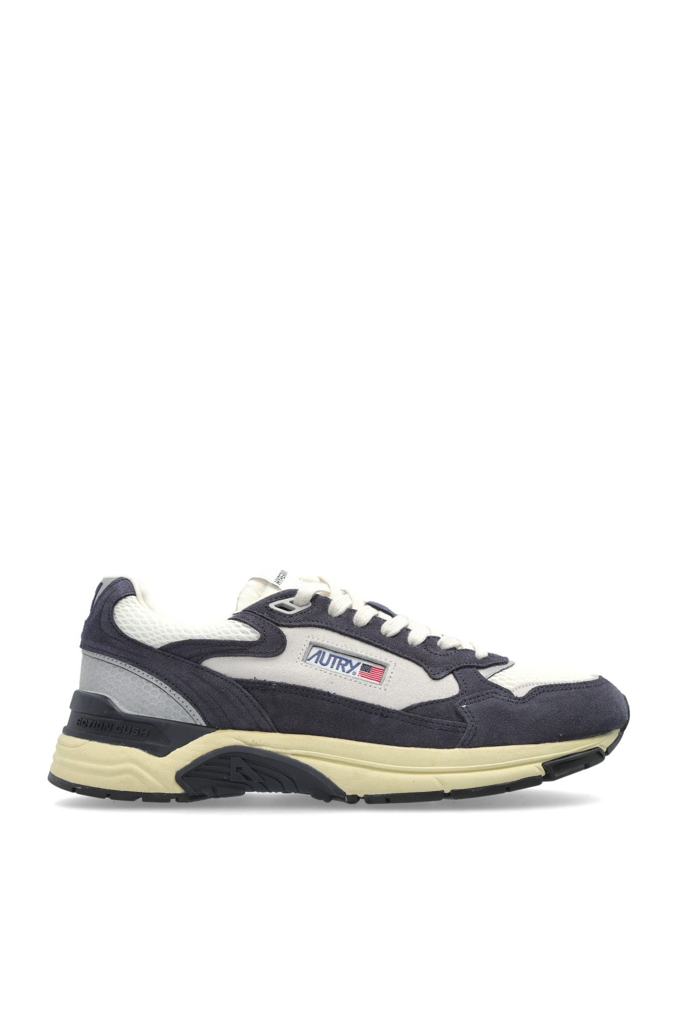 【AUTRY】ハイパーウェイ ロートップスニーカー ブラック Autry Hyperway Sneakers In Black And Silver-tone Suede And Mesh